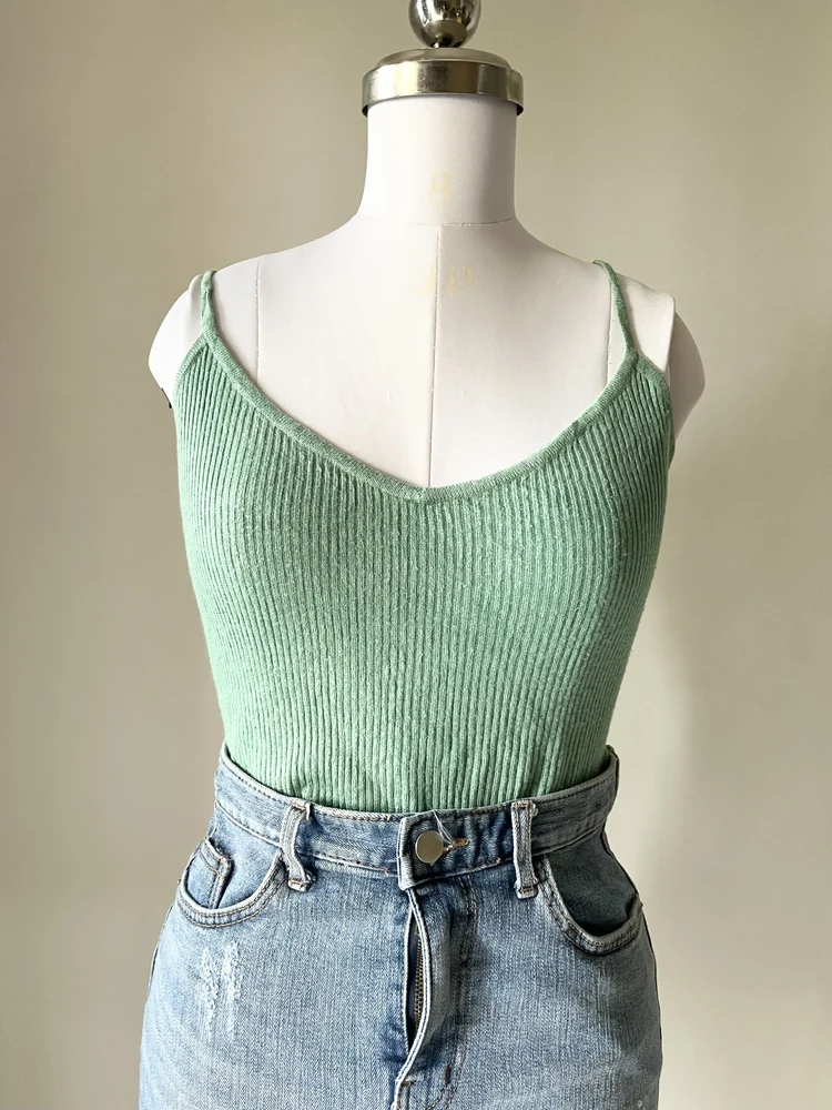 Mint green rib top 