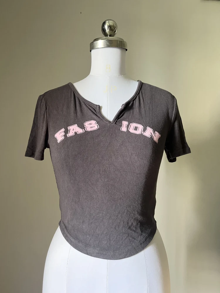 Grey rib top