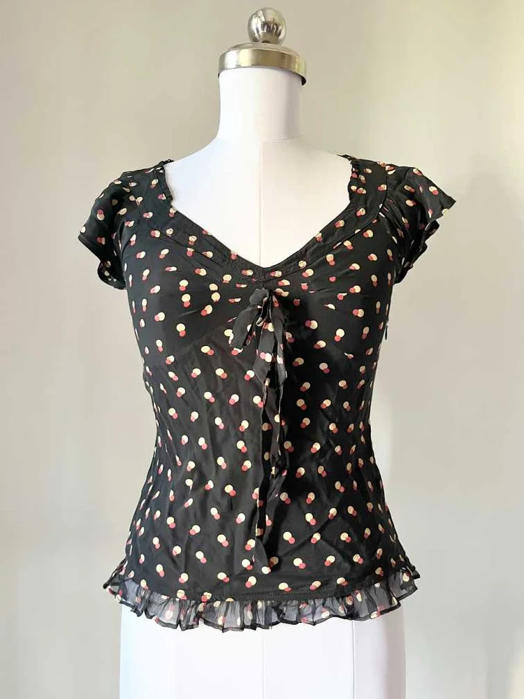 Polka printed y2k top