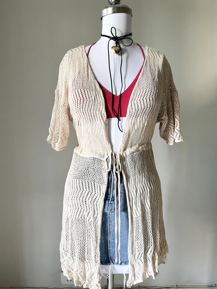 Beige crochet shrug
