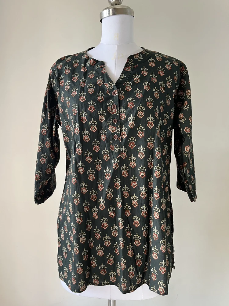 Green print kurti