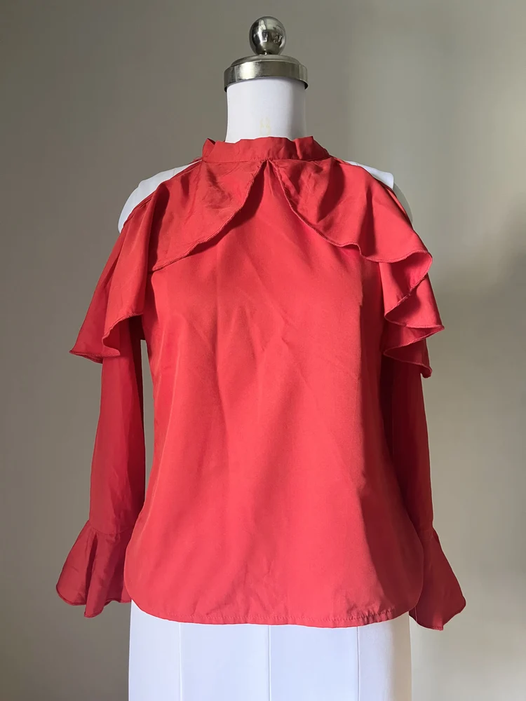 Red cold-shoulder top