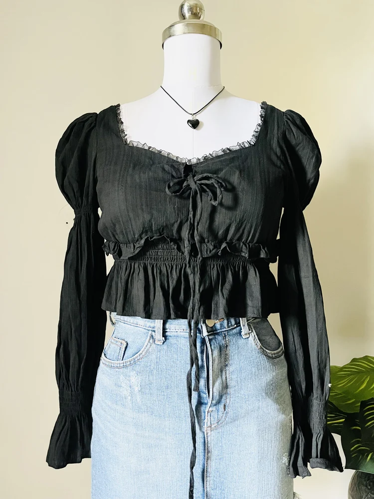 Black Ruffle design top