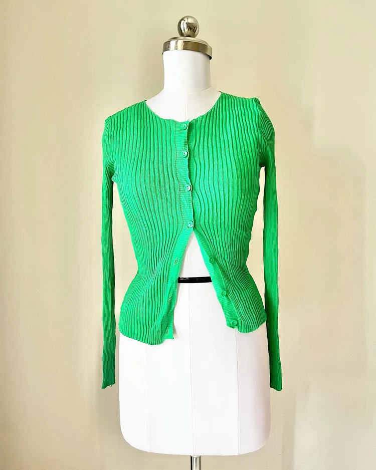 Green ribbed top 