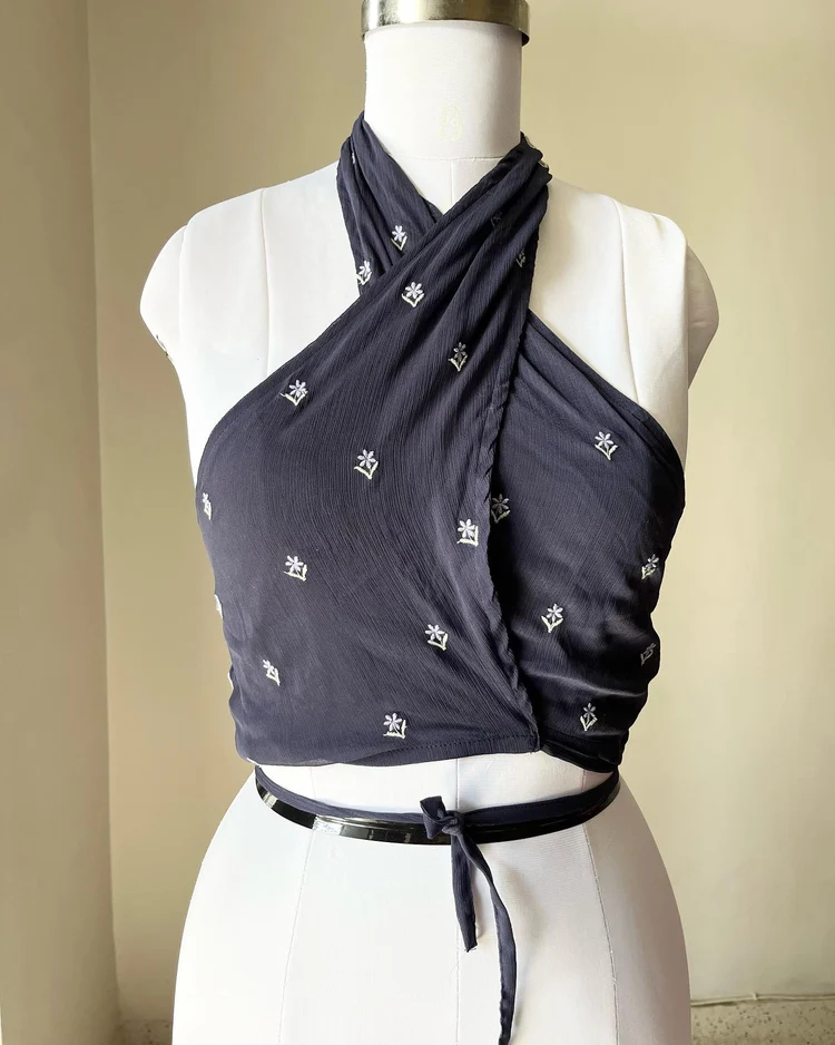 Blue wrap top 