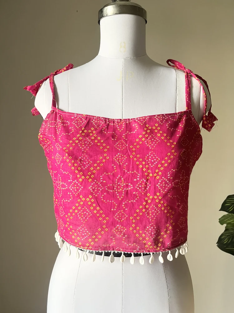 Bandhani print tie-up top 