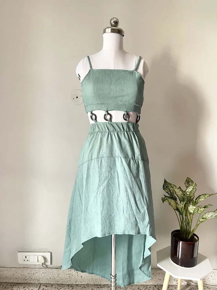 Beachy green solid dress