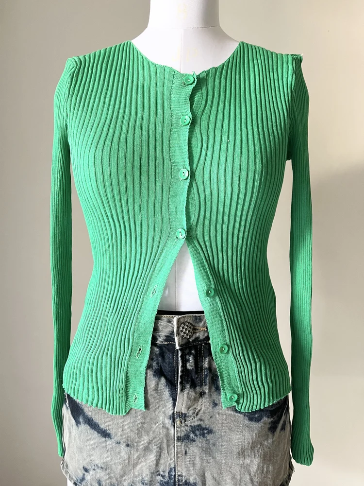 Green button down top 