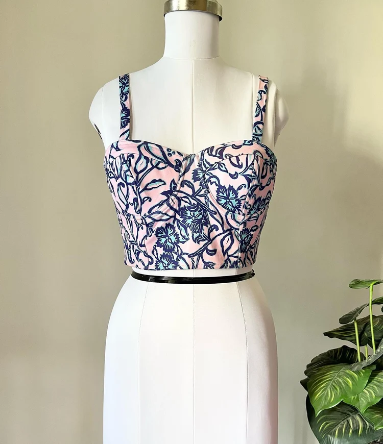 Printed padded bustier top 