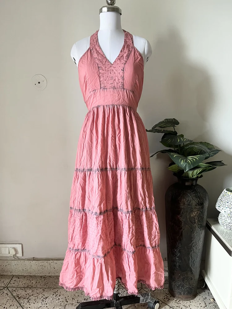 Pink schiffli maxi dress 