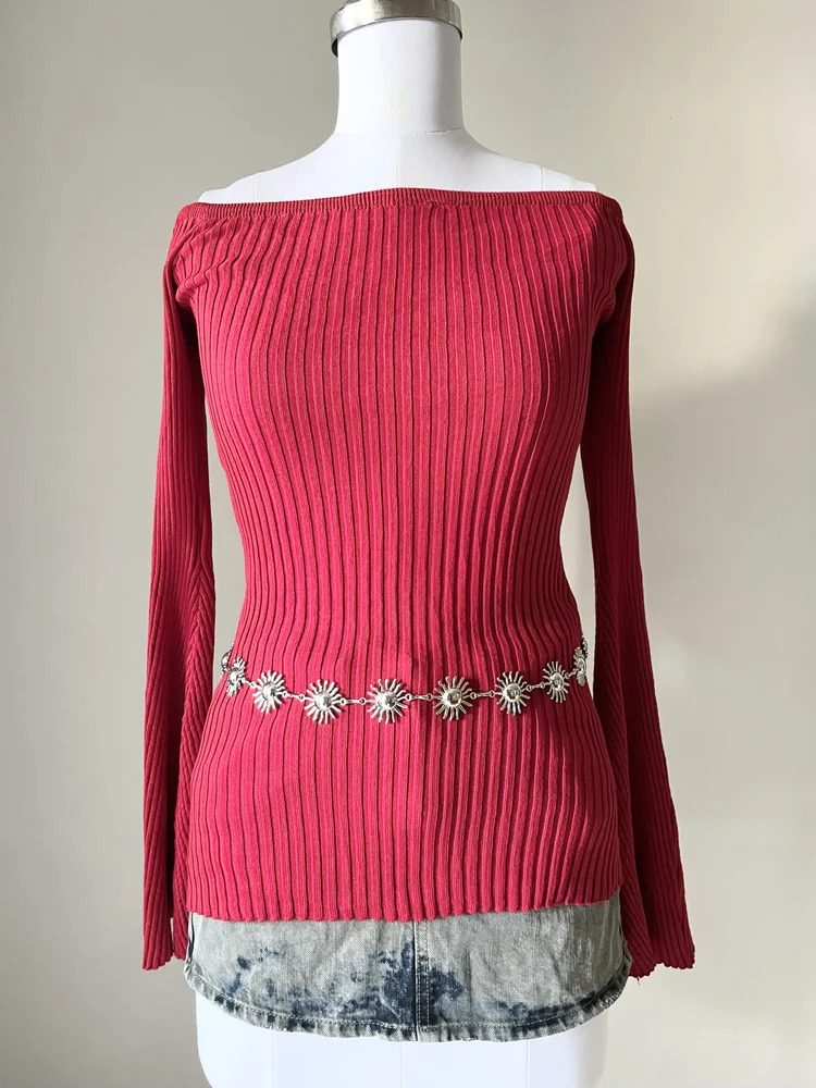 Red off-shoulder top 