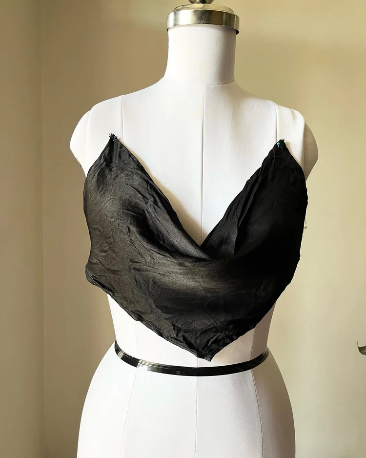 Black satin top 