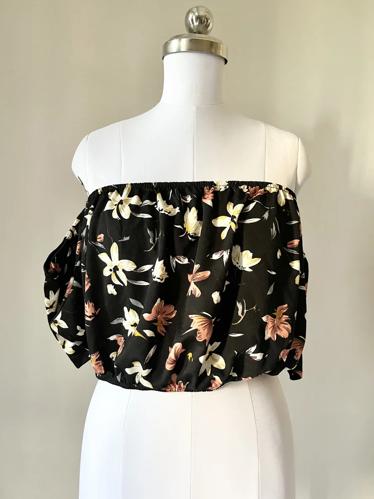 Bardot black floral top