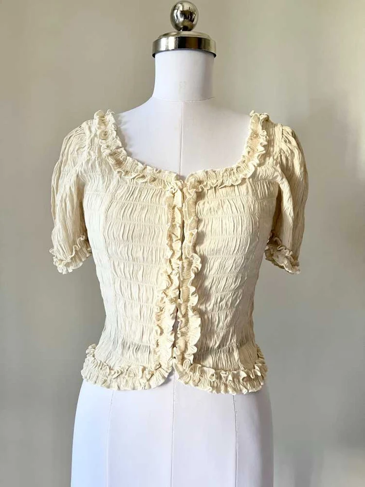 Beige frill top 