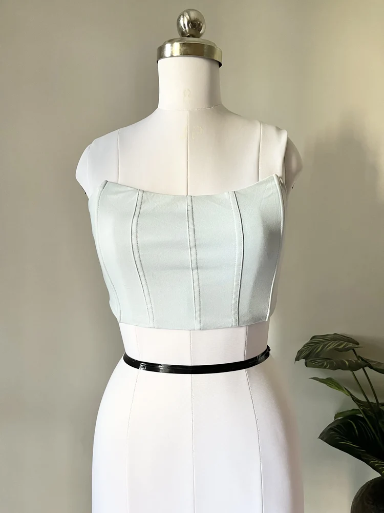 Powdered blue corset top