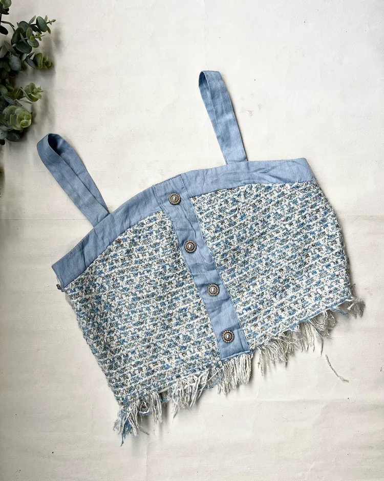 Blue tweed top 