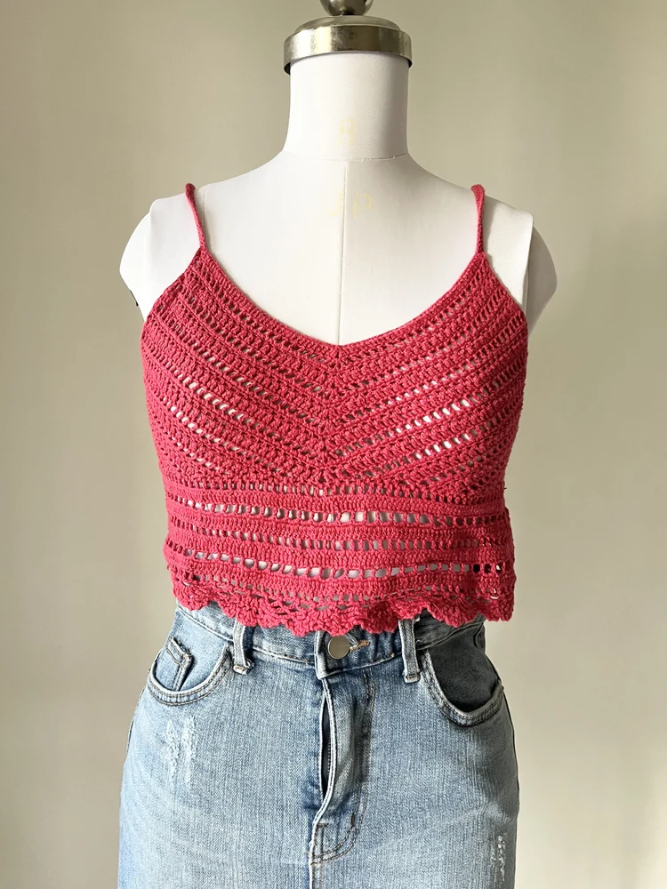 Red crochet top 