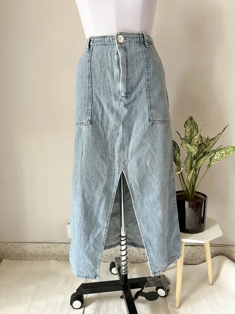 Blue maxi denim skirt 
