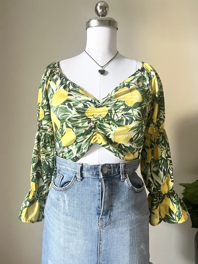Yellow floral Padded top 