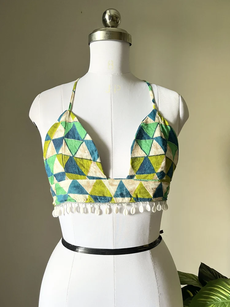 Aztec print brallet top