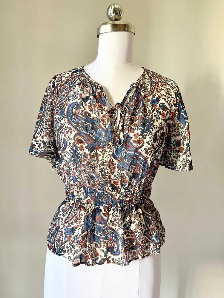 Paiisley print peplum top 