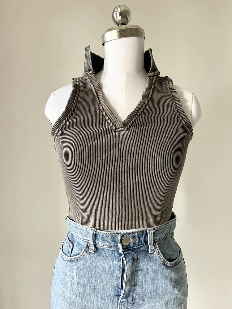 Grey corduroy shirt top 