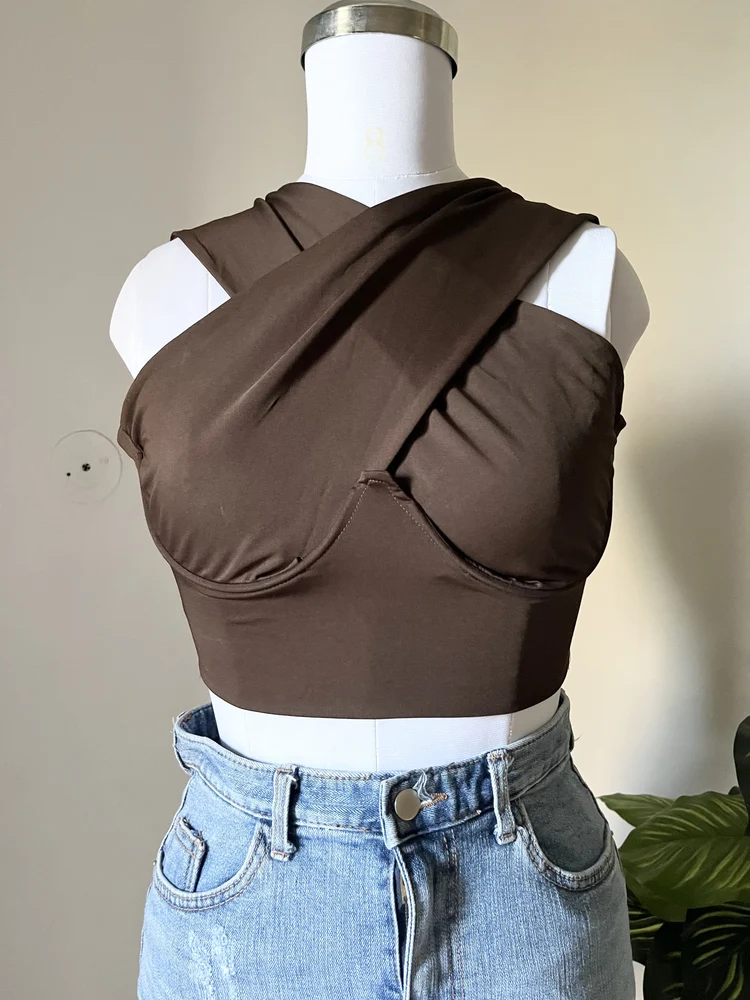 Brown criss-cross top 