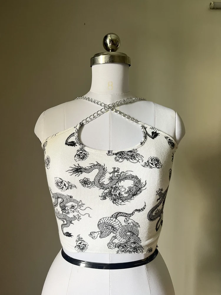 White printed top