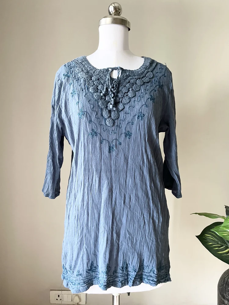 Blue embroidered Short kurti 