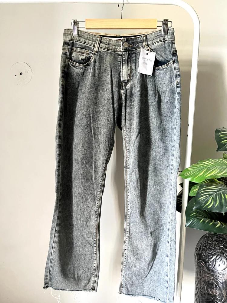 Charcoal blue straight fit jeans 