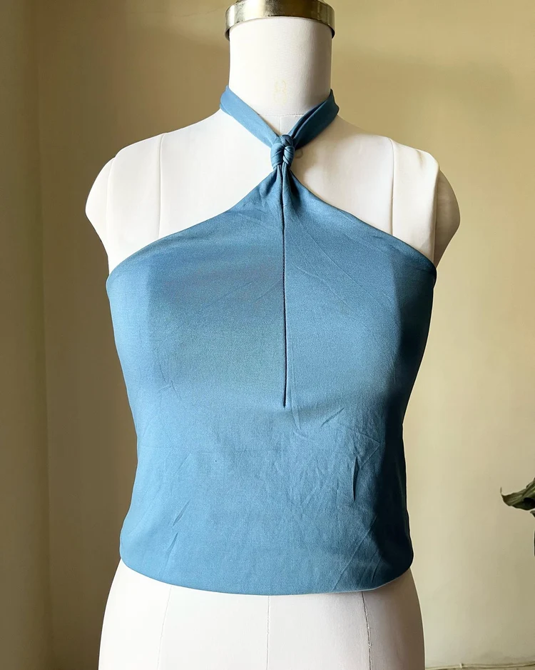 Blue halter-neck top