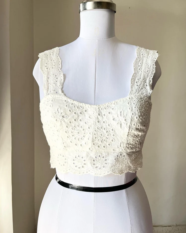 White schiffli top 