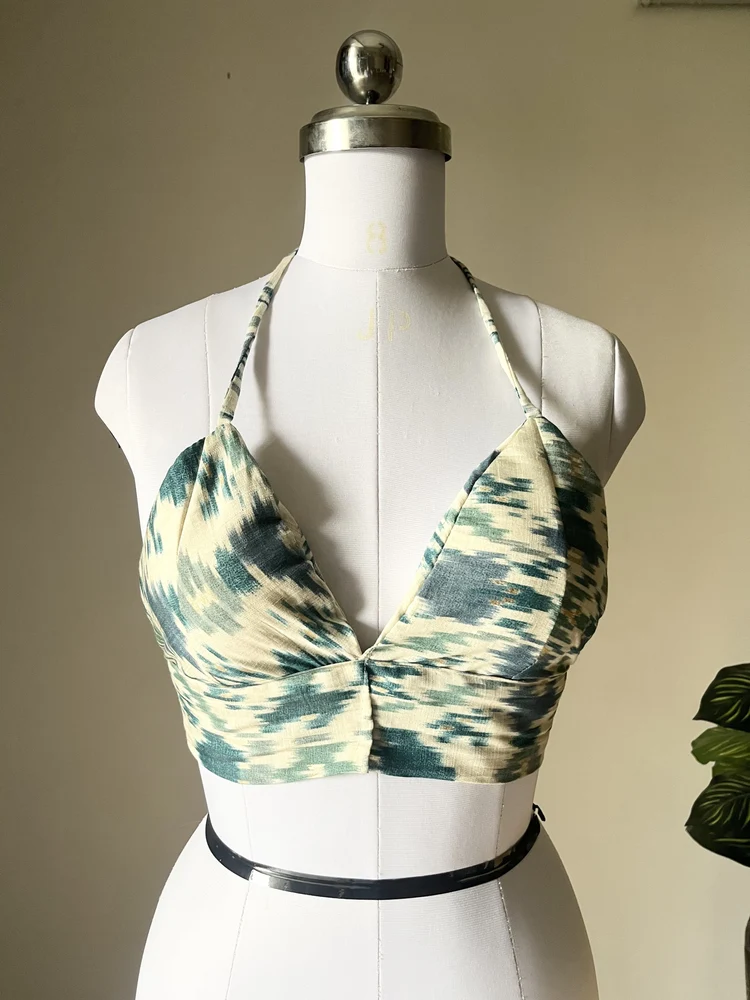 ikkat print brallet top 