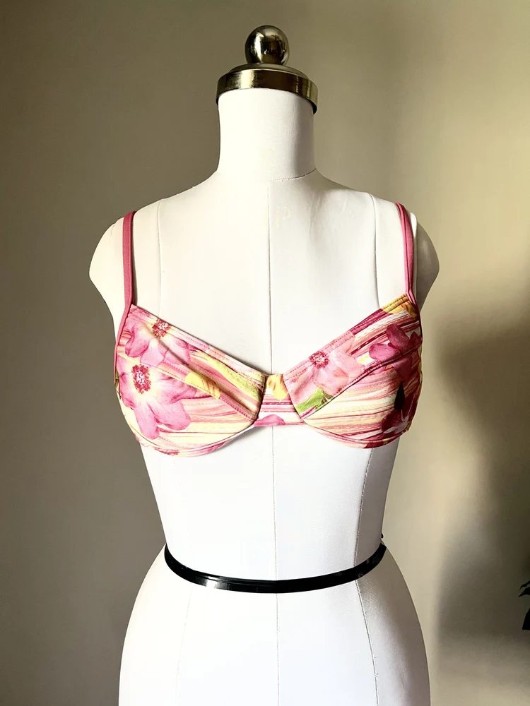 Pink Floral Printed bikini top 