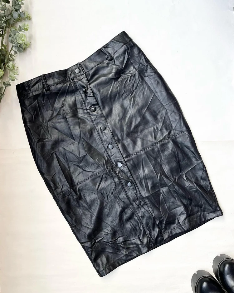Leather midi skirt 
