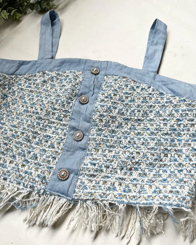 Blue tweed top 
