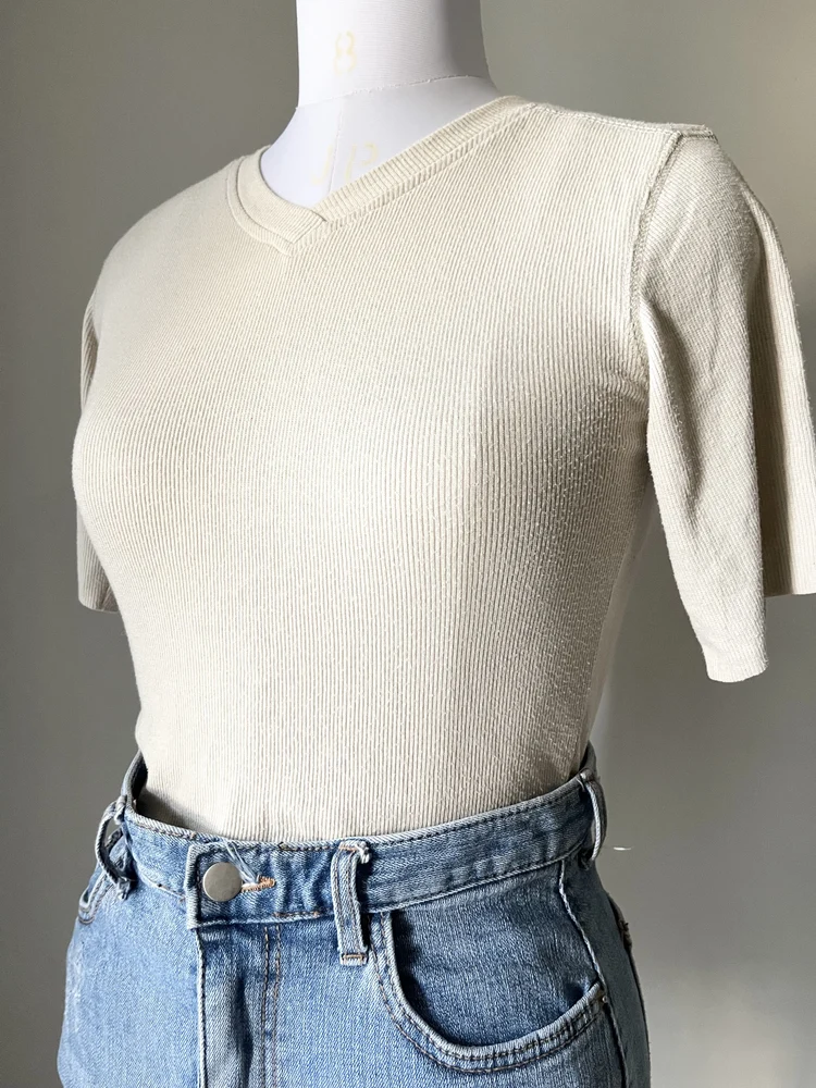 Light beige rib top 