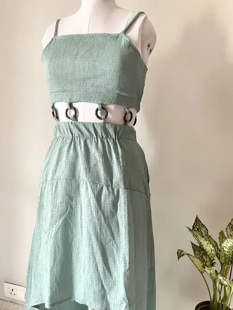 Beachy green solid dress