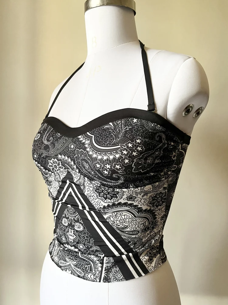 y2k print halter top
