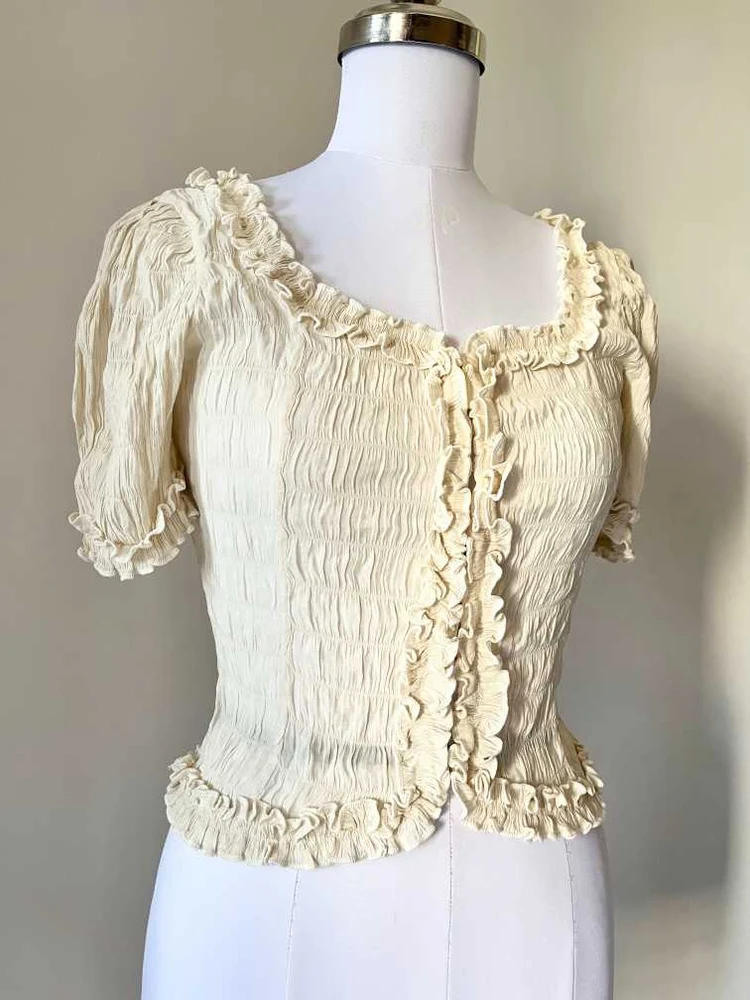 Beige frill top 