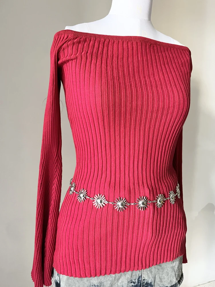 Red off-shoulder top 