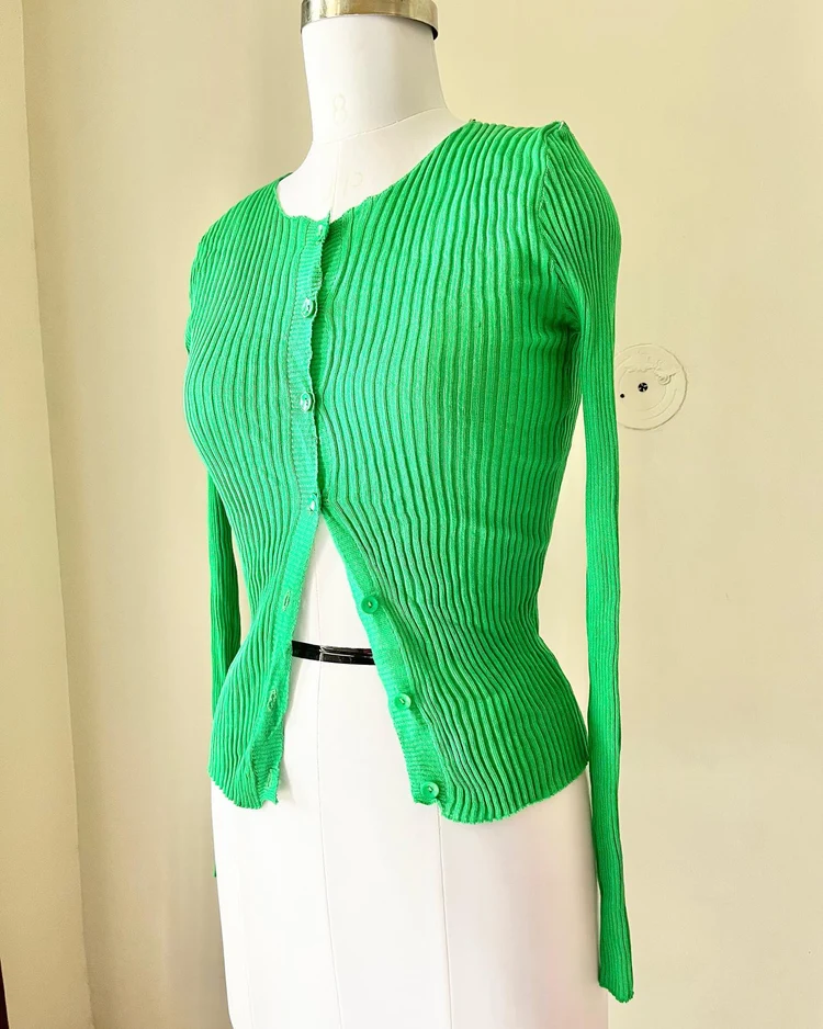 Green ribbed top 