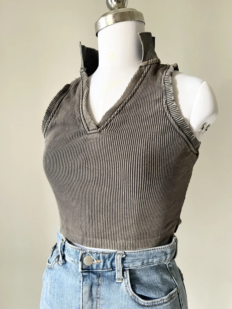 Grey corduroy shirt top 