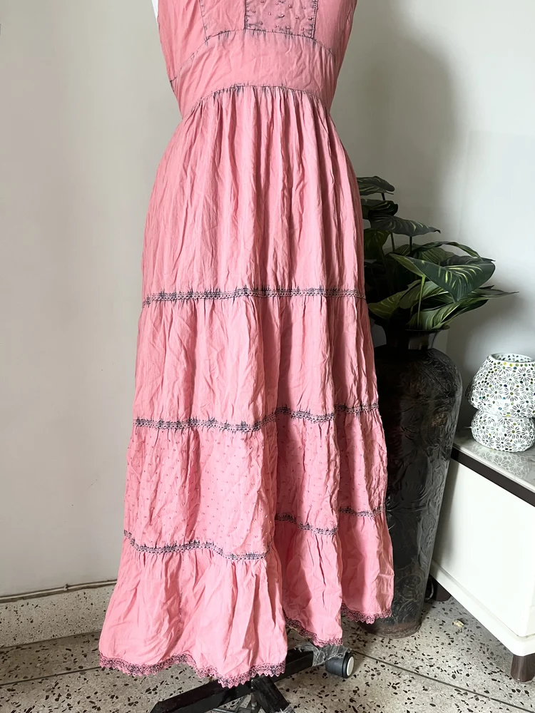 Pink schiffli maxi dress 