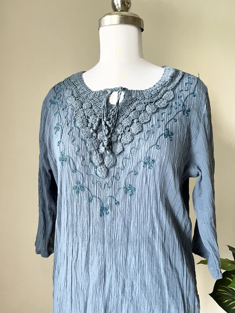 Blue embroidered Short kurti 