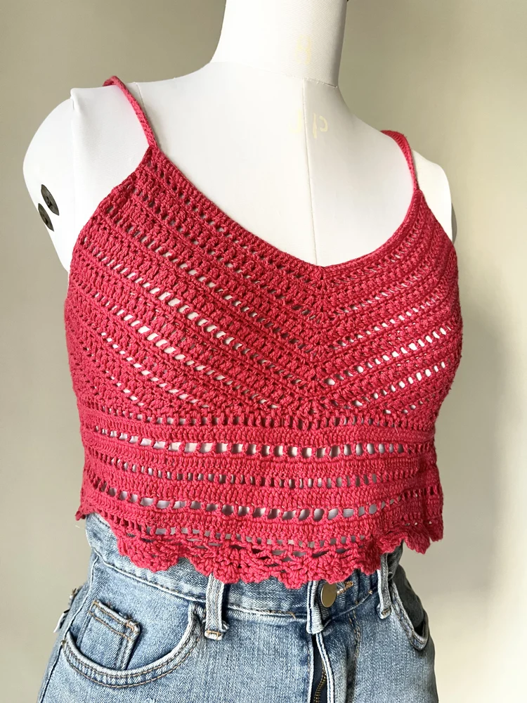 Red crochet top 