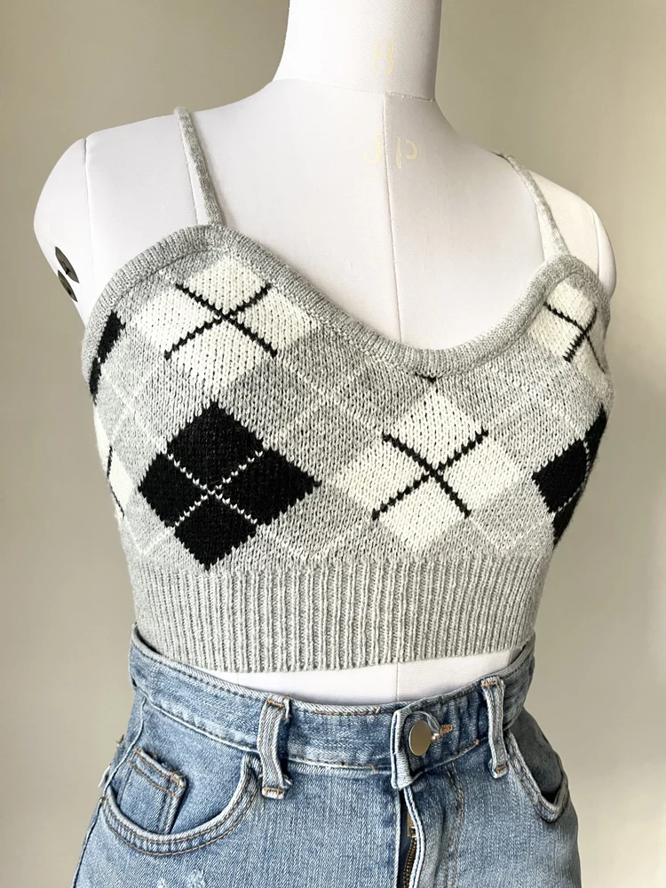 Checkered sweater top 