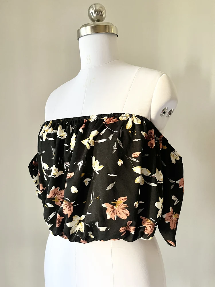 Bardot black floral top