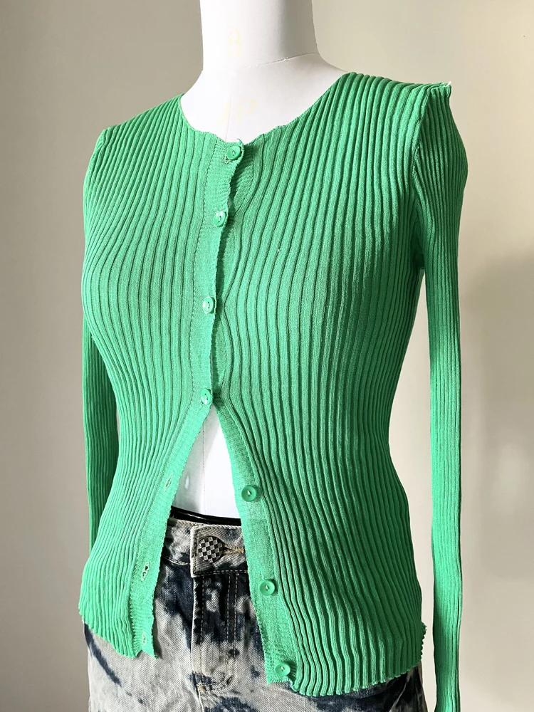 Green button down top 