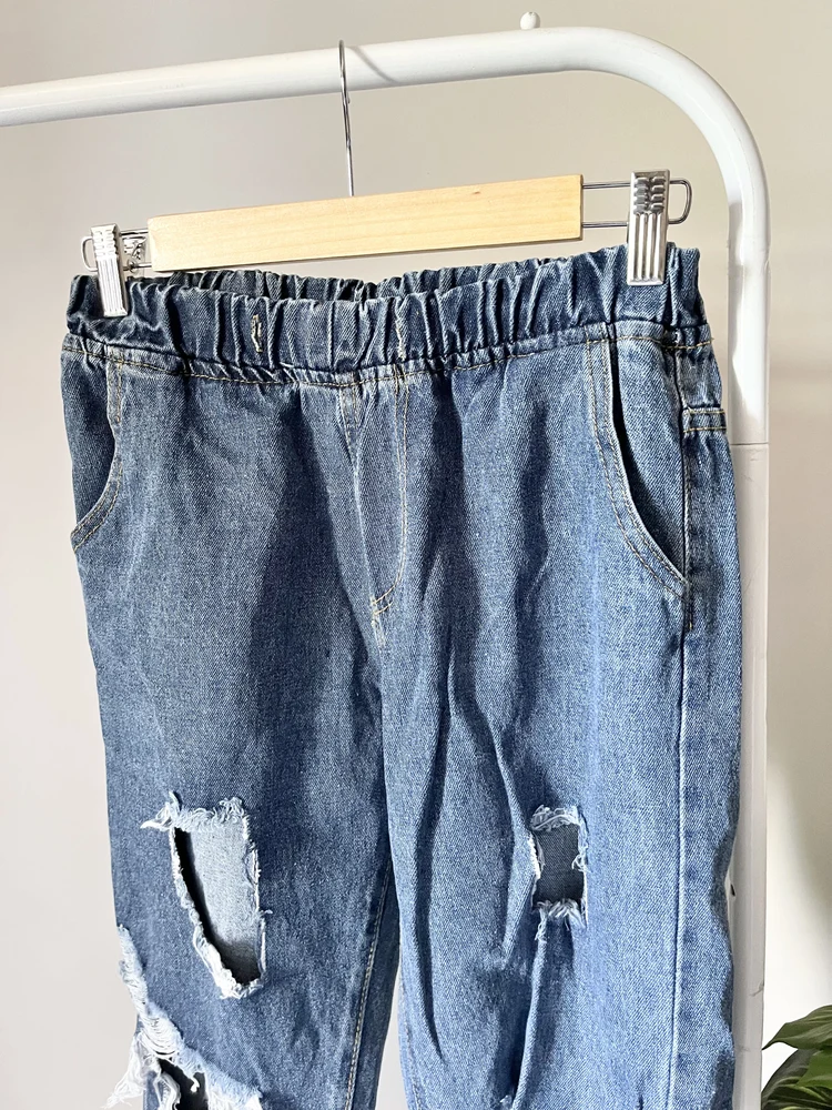 Blue ripped Straight fit Jeans